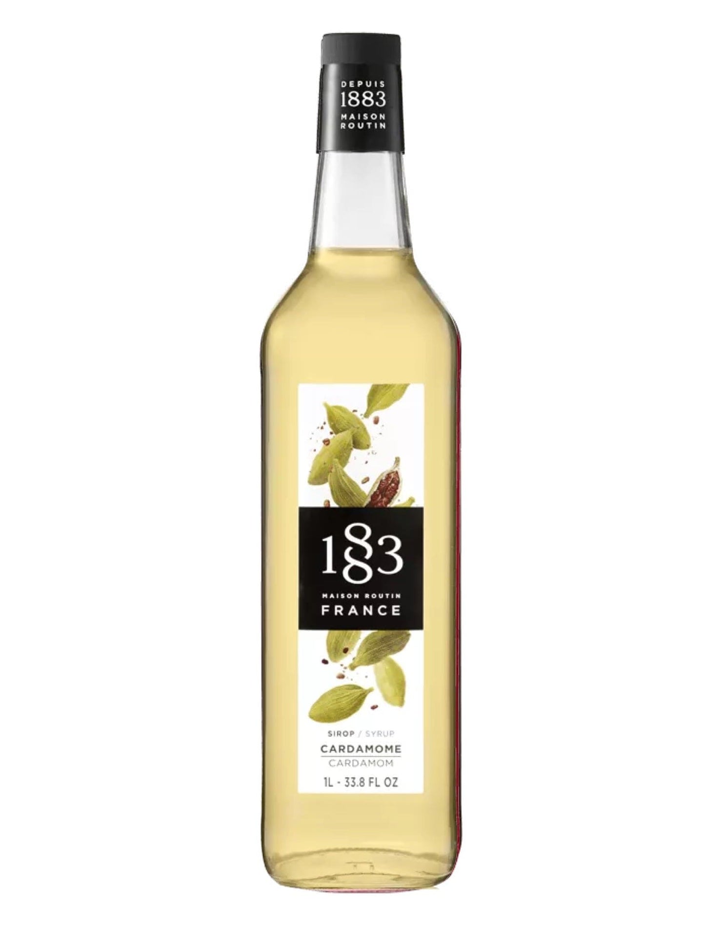 1883 kardemommesirup i en flaske, perfekt til at tilføje en krydret smag til dine drikke