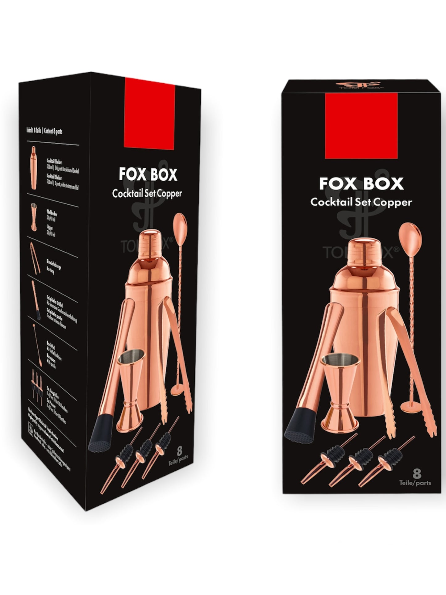 Deluxe barset i kobber – 8 dele med stilfuldt barudstyr, perfekt til professionelle bartendere og hjemmebarer.
