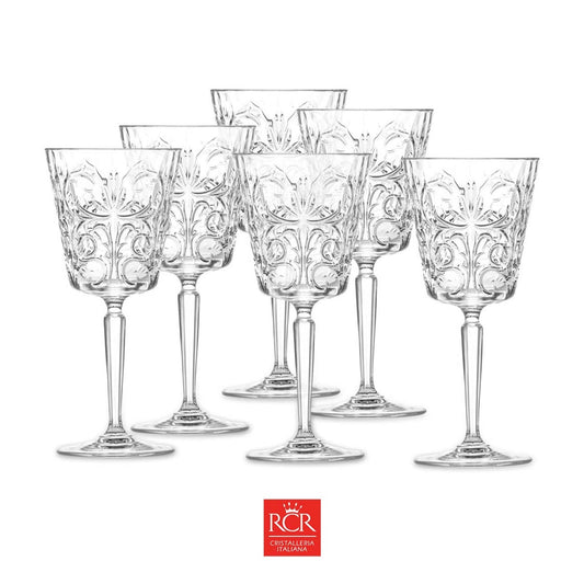 RCR Tattoo vinglas i krystal med dekorativt slebet mønster