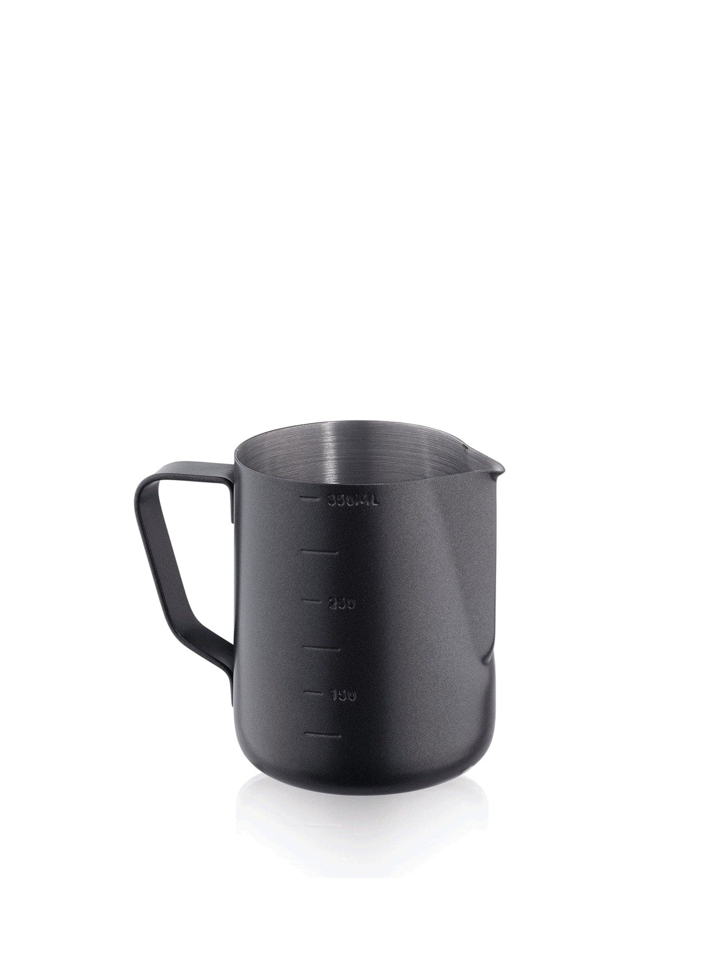 Selvfølgelig! Her er 10 forskellige sætninger på dansk, tysk og engelsk om "Skumme Kande Sort 350ml": Dansk: Perfektioner dine espresso-drikke med denne elegante sorte skumme kande på 350 ml