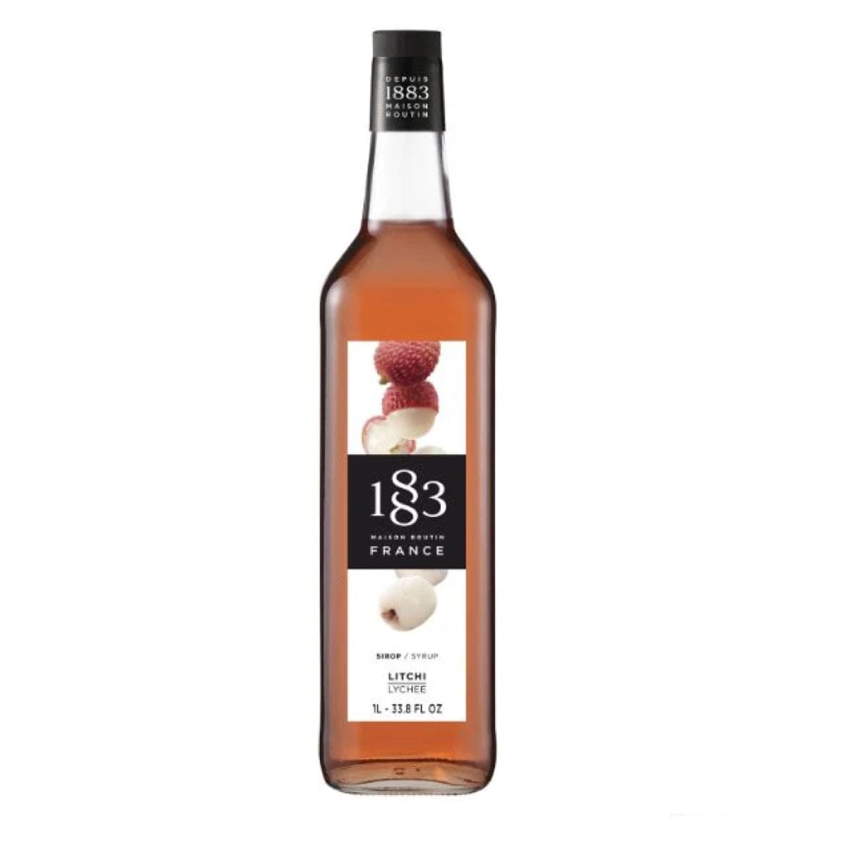 1883 Litchi Sirup – eksotisk og delikat sirup med smag af kærlighedsfrugten litchi, ideel til elegante cocktails og forfriskende mocktails.