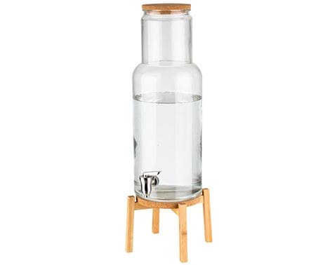 Dispenser NORDIC WOOD med korklåg og bambusstativ.