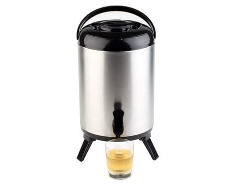 Termo dispenser med låg og håndtag – ideel til servering af varme drikke ved buffet og catering.