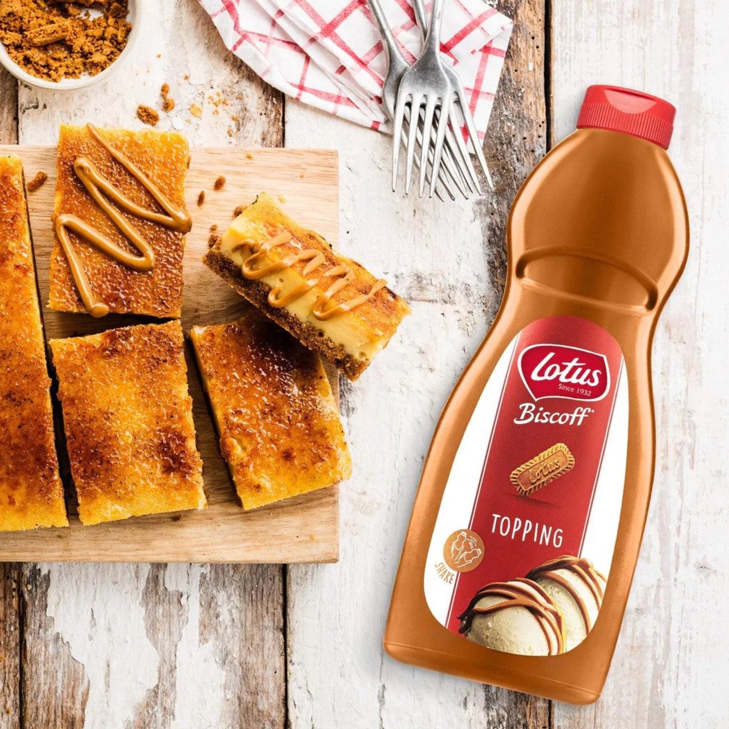 Lotus Biscoff topping glas med knuste Biscoff-kiks – dessert- og cocktail-topping til bar og hjemmebar