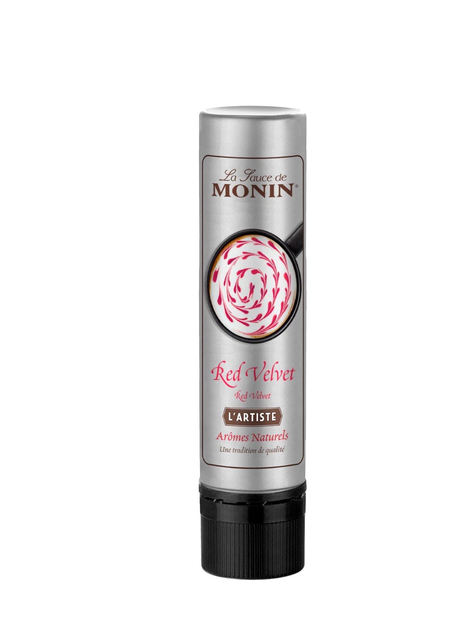 Monin L’Artiste Red Velvet Sauce – luksuriøs og cremet sauce med smag af red velvet, perfekt til at tilføje en sød og intens smag til desserter og drinks