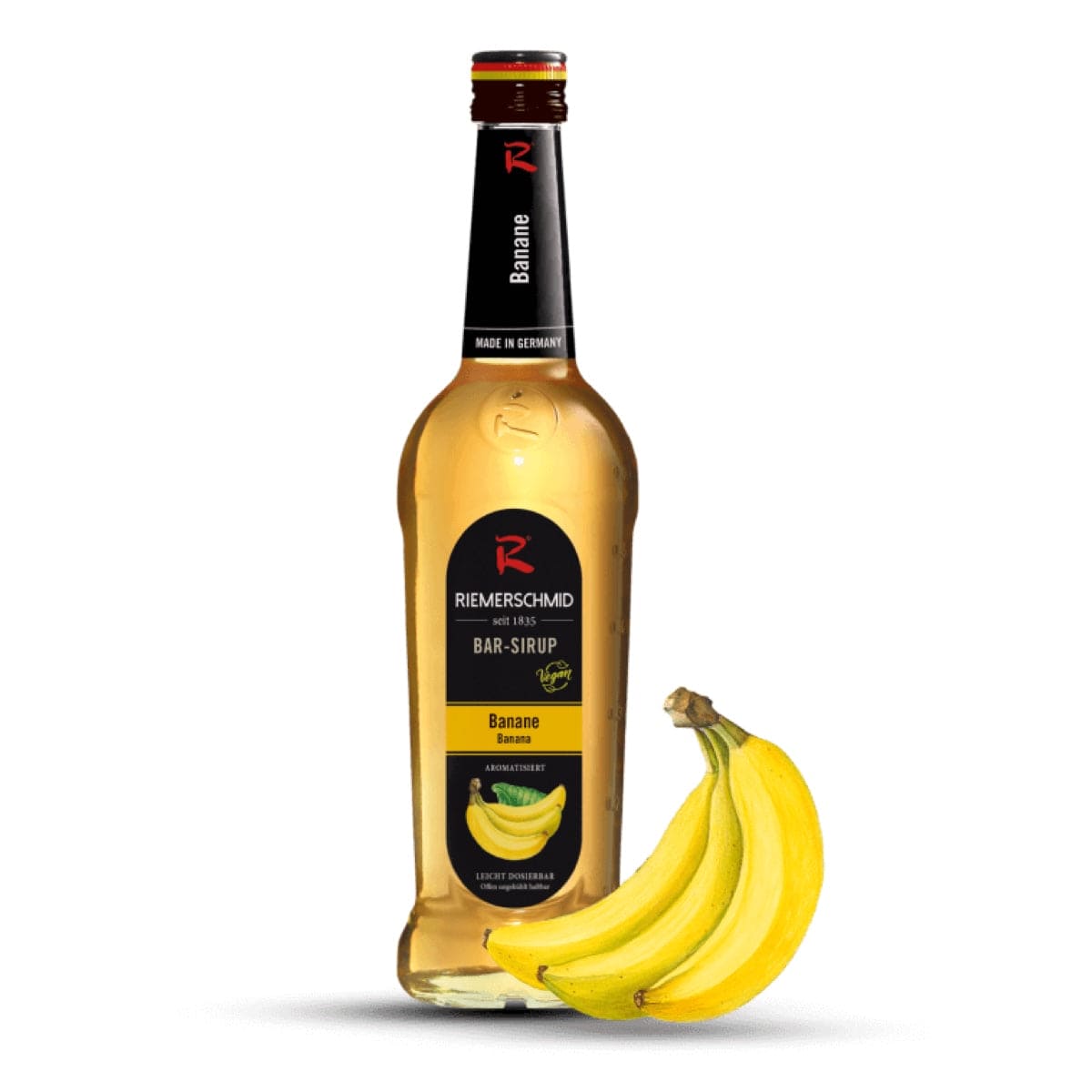 Riemerschmid Banan Sirup – sød og fyldig banansirup til cocktails, smoothies og desserter.